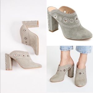 🆕 Rachel Zoe Ramona Eyelet Suede Mule gromets 8.5